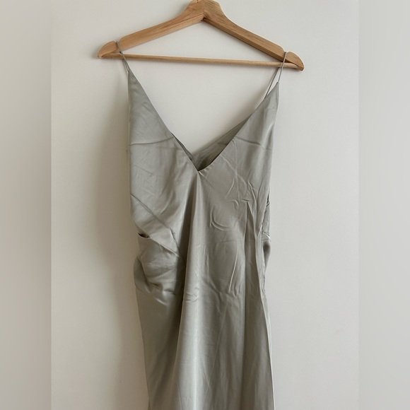 ASOS Edition Sage Green long Satin Dress suitable for bridesmaid or grad season. - Picture 6 of 6
